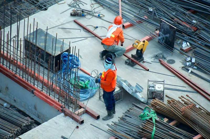 Concrete being poured for a garden base slab