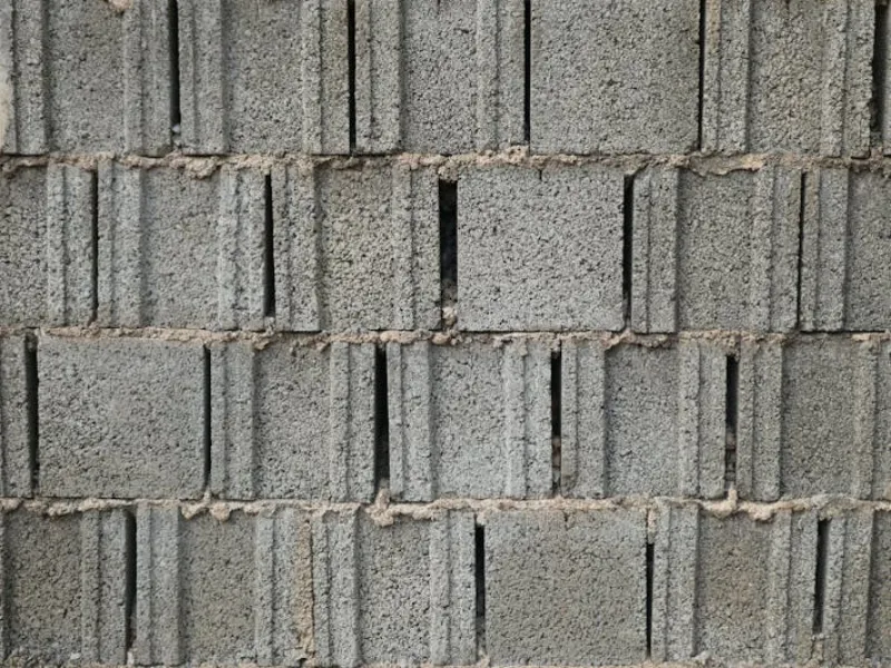 Close-up of concrete blocks showing standard UK dimensions and texture